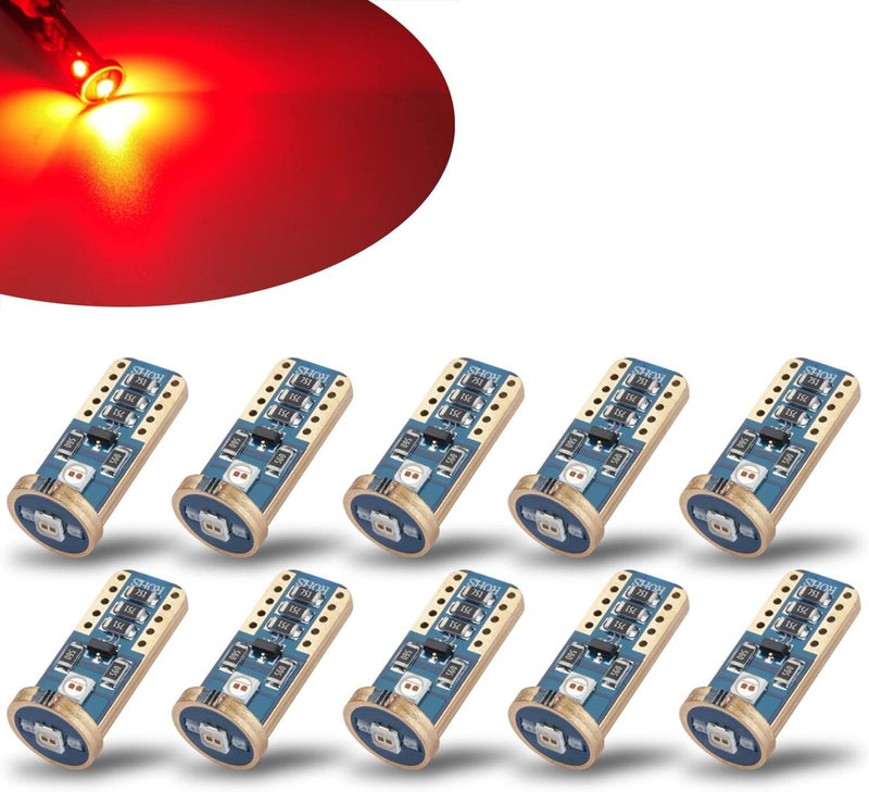 iBrightstar Extremely Bright Wedge T10 168 194 LED Bulbs for Car Interior Dome Map Door Courtesy License Plate Lights, Red - Image 1